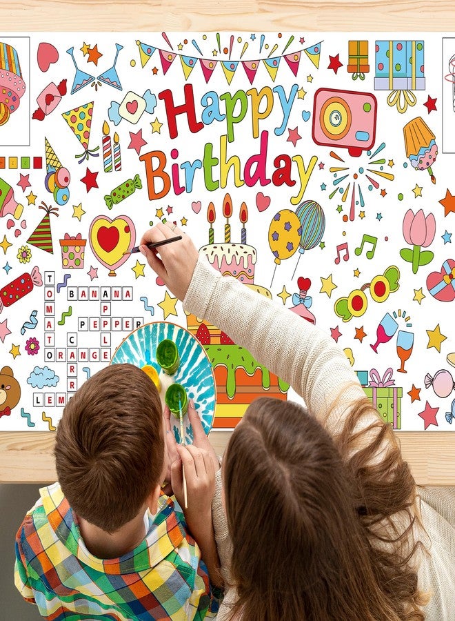 Yuronam Happy Birthday Giant Coloring Poster 30 x 72 Inches Large Coloring Tablecloth for Kids School Home Party Supplies Decoration - Image 4